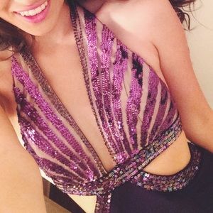 sexy purple prom dress